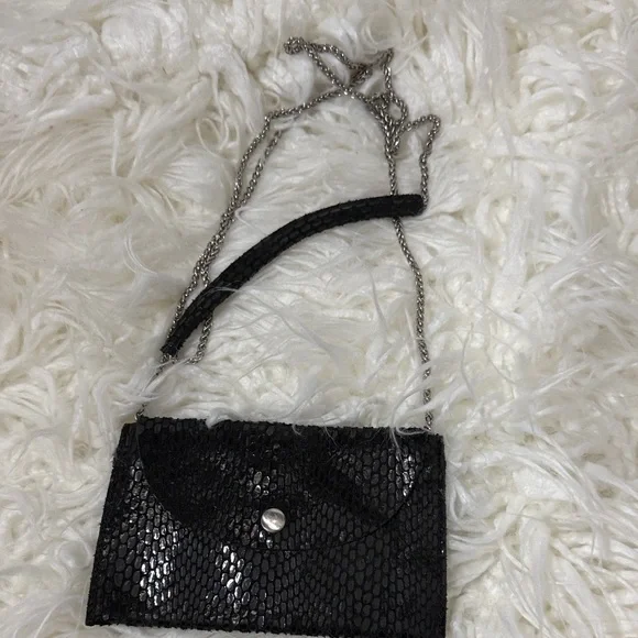 Sorial Black Leather Sequin Evening Handbag mini - Picture 2 of 6